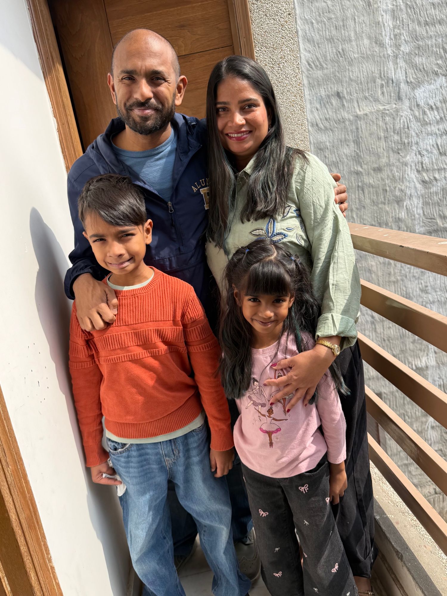 Nargis with her husband Ian, and their children Zane and Inaya